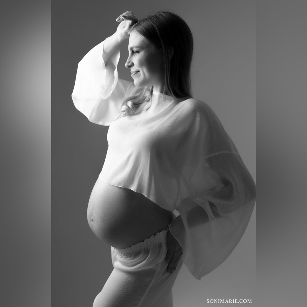 Maternity set. Elegant Maeve Sheer White Maternity Set-great for photos